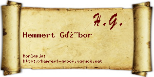 Hemmert Gábor névjegykártya